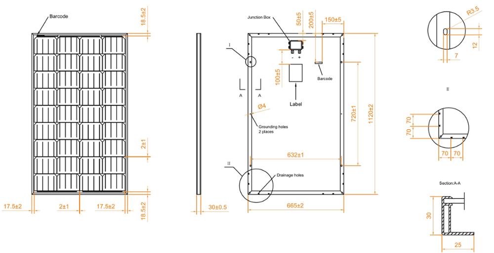 Dostosowany ostry panel słoneczny o mocy 125W