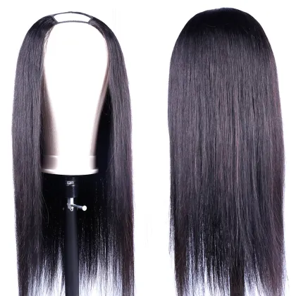 Wholesale Straight Human Hair Wigs For Black Women Peruvian Hair Wigs Cheap U Part Wig Glueless Remy Human Hair