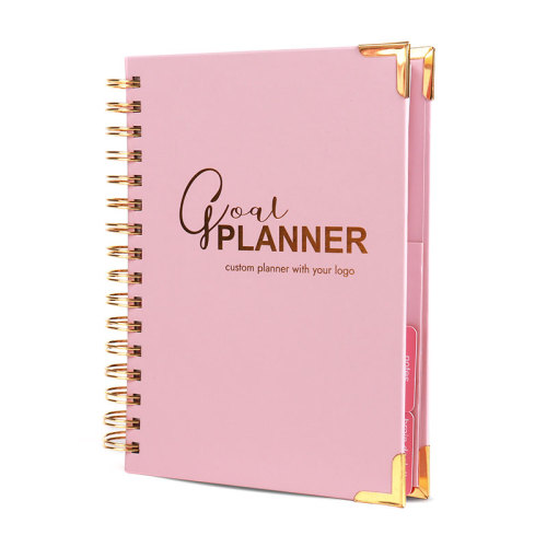 China A5 Spiral Binding Pink Undated Daily Goal Planner Factory