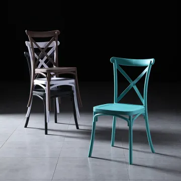 Polypropylene Garden Stackable Cross Back Outdoor Plastic Chair