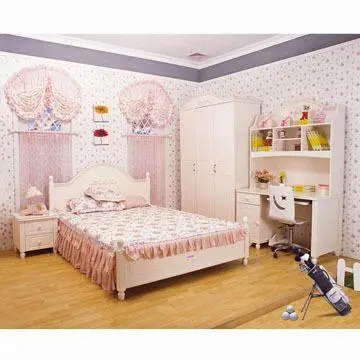Kid's Bedding Set, Made of Solid Wood, Includes Dresser with Mirror