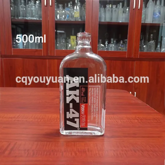 Clear decorative flask 500ml glass bottles for liquor