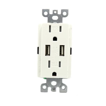125 V GFCI US Standard Duplex -Behälter mit USB -Ladegerät (4,8a/5,8a, 3,6a DC 5V)
