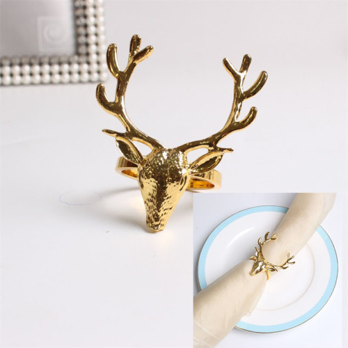 6Pcs Delicate Deer Head Napkin Rings Restaurant Bar Kitchen Table Linen Accessories For Decoration,Wedding Reception, Christmas