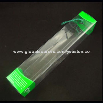 Plastic clear folding box, made of green material PET, PS, PVC