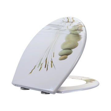 Duroplast Toilet Seat Soft Close in white-stone pattern