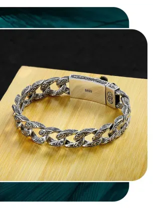 925 Sterling Silver Pixiu Bracelet - Retro Men's Trendy Handicraft Thai Silver Chain