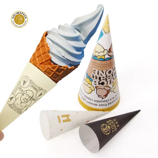 Customized Ice Cream Conic Cone Sleeve Wrapper Paper Packaging Solutions