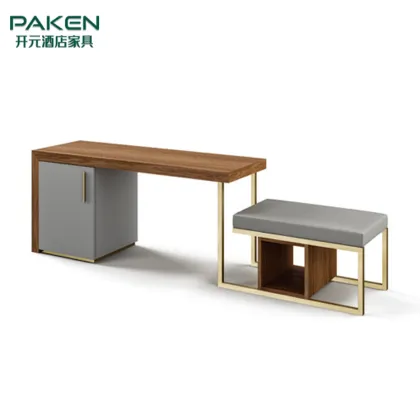 Custom Luxury Marriott Room Furniture: Wood Desk and Luggage Rack Set