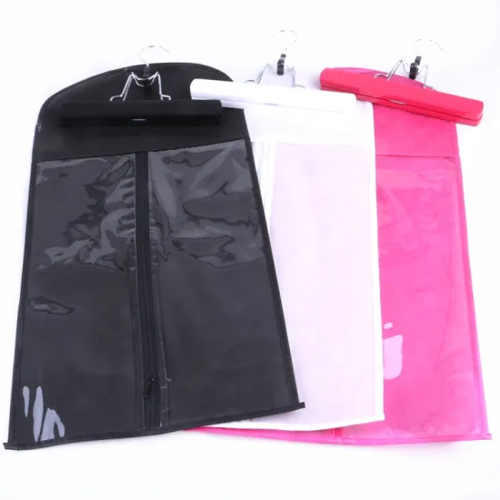 XUHANG HARMONY 1 Set Zipper Bag + Wooden Hangers Salon Hair Extension Packaging Eco Nonwoven Pvc Black/pink/white Cloth and PVC