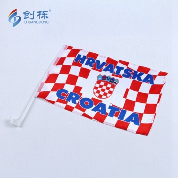 Polyester Croatia Car Flag with Plastic Poles