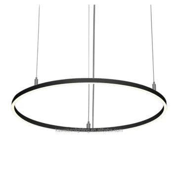 European Style 60W Black Frame Circle Ring LED Pendant Light with 800mm Suspension for Indoor Decor