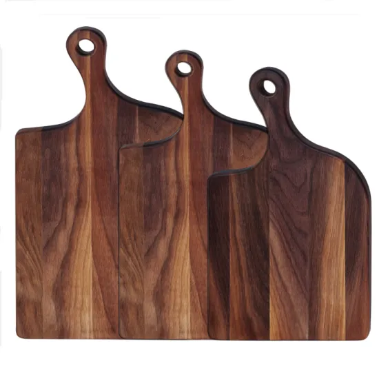 Irregularity walnut wood cutting board with handle