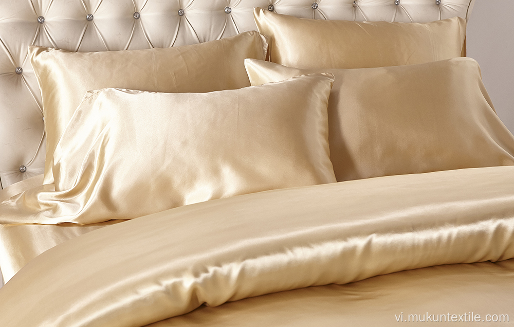 Bộ đồ giường bằng lụa nguyên chất Trung Quốc đặt màu rắn trực tiếp