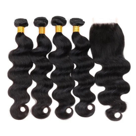 Wholesale  virgin brazilian human hair unprocessed  body weaves frontal lace closure with bundles