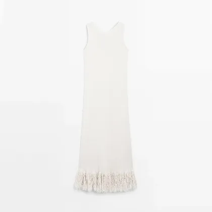 Women's commuting casual style lazy tassel hem knitted dress