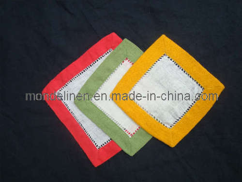 100% Linen Coaster with Color Border (CA-002)