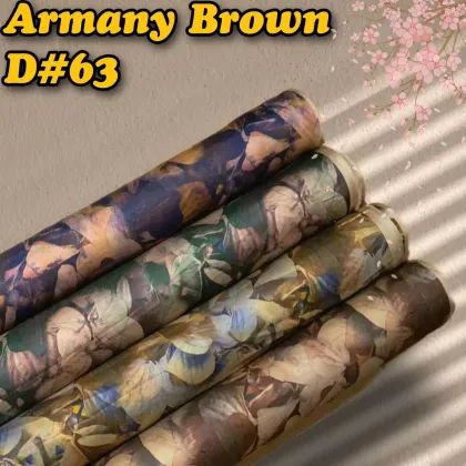 Wholesale Brown Digital Printed Armani Silk Stretch Satin Fabric for Dress