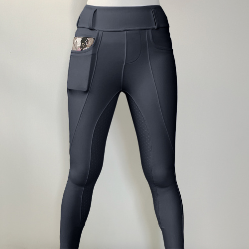 Dark Grey Equestrian Women Full Seat Silicone Breeches