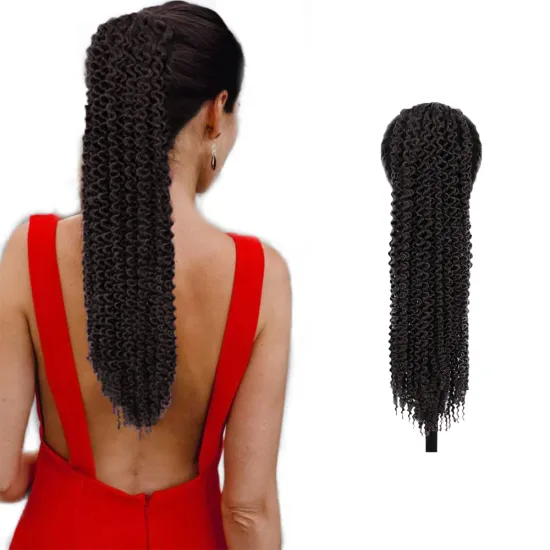 18inch Afro Hair Extensions High Temperature Synthetic Long Kinky Curly Drawstring Ponytails Hair Piece for Black Women