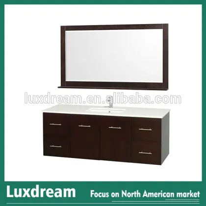 Bathroom Vanity Set- Espresso, Single Mirror, Phoenix Stone Top