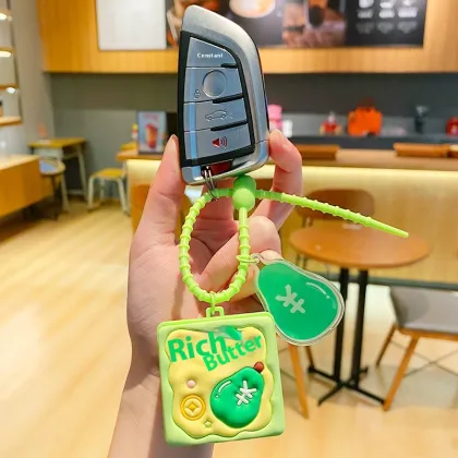 Creative Wooden Fish Keychain PVC Decompression Pendant