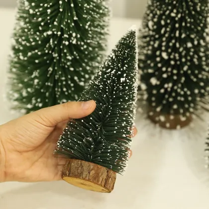 DIY White Cedar Mini Christmas Trees and Pine Needle Ornaments for Tabletop Decorations