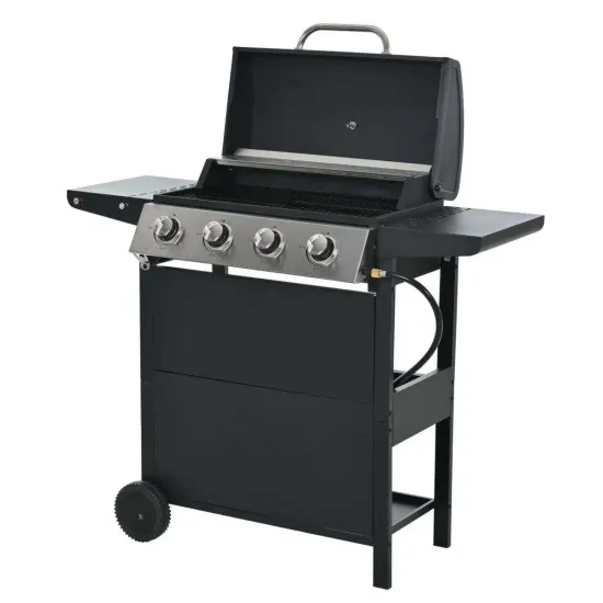 Commercial 4 Burners Gas BBQ Grill Propane Gas Grill Portable Grill Outdoor Kitchen Trolley Barbecue