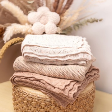 100% Cotton Neutral Cable Knit Vintage Baby Blankets for Toddlers (Boys & Girls)