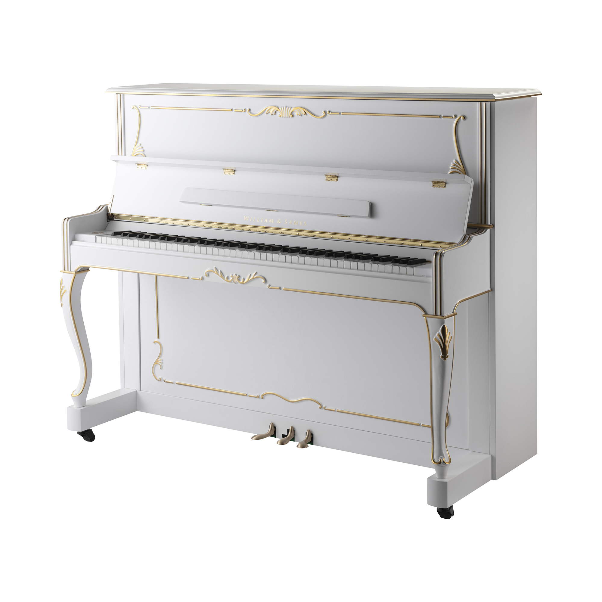 Williamesames S5W Piano verticale per pianoforte bianco dorato Matte Home 125cm Piano acustico