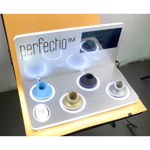 Small clear acrylic display stand for cosmetics
