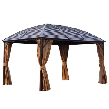 Modern Waterproof Aluminum Alloy Pavilion with Curtain for Outdoor Garden Courtyard
