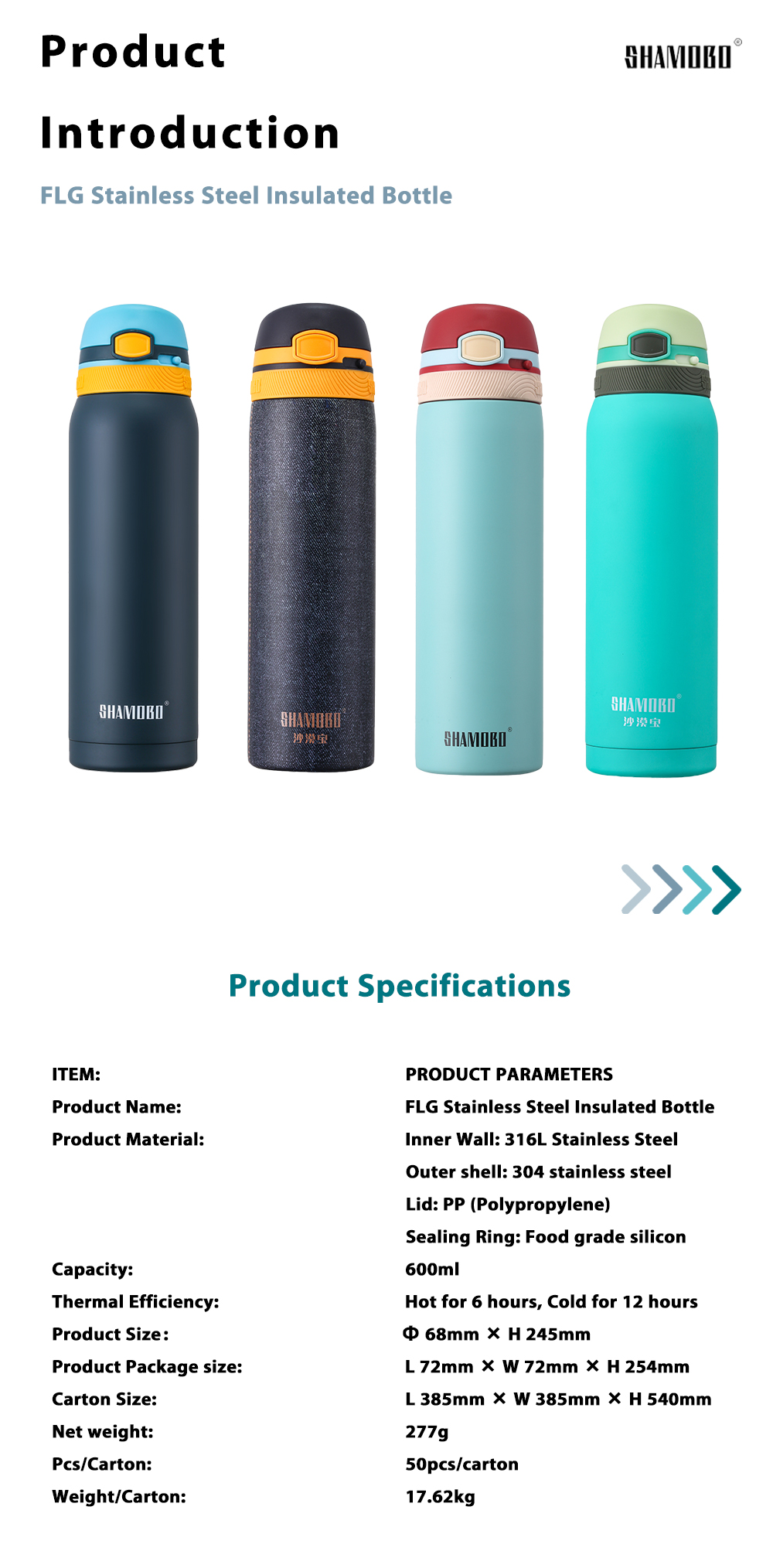 FLG Stainless Steel Insulated Bottle x 4