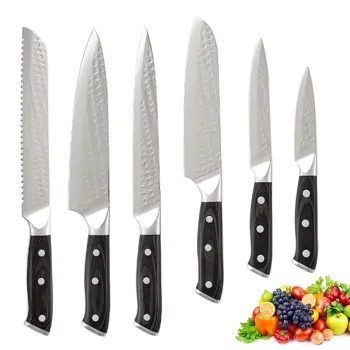 Professional 6-Piece German Steel Chef Knife Set with Forged Pakka Wood Handles