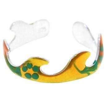 316L Stainless Steel YELLOW Hand Painted WAVE FLOWER Body Toe Ring Piercing