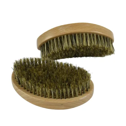 100% Boar Bristles Wave Curved Vent Hair Men's Beard Care Brush Palm Massage