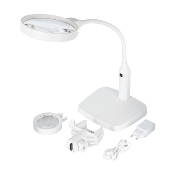 Moderne flexible Schwanenhals -Desktop -LED -Lampe mit Vergrößerung von Glas und Clipverkauf