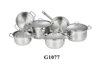 10pcs stainless steel cookware set with steamer