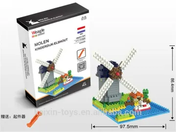 317pcs small plastic toy Dutch Windmill model diamond building block