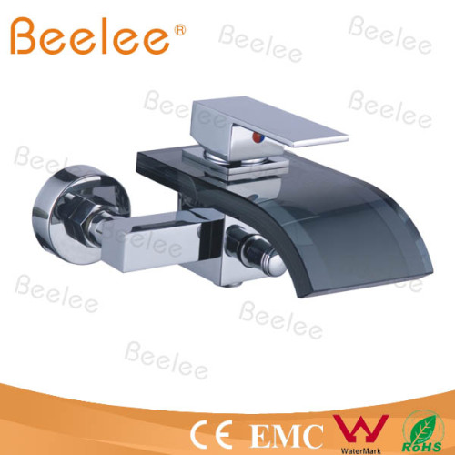 Wall Mount Waterfall Glass Bathtub Faucet Shower Mixer Qh0822wb