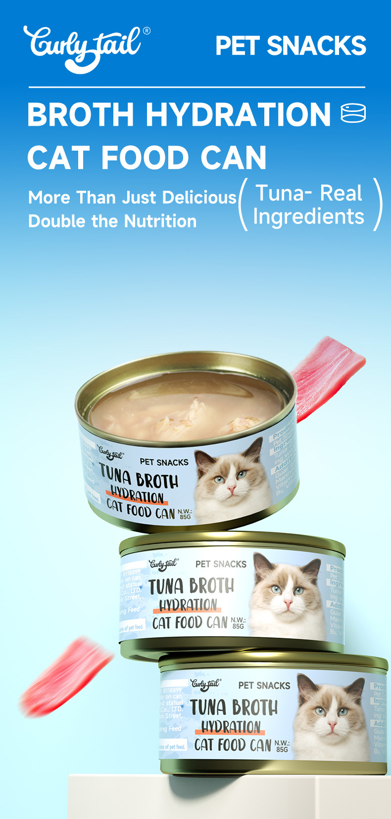 Pet Snacks Tuna Tuna Hidratação Cat Food