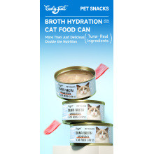 Bocadillos de mascotas Alimento de gato de hidratación de caldo de atún puede