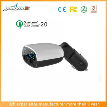 QC2.0 car charger 2-Port USB Rapid Charger with LED Screen - Display Out / Input Voltage