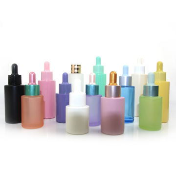 En stock al por mayor logotipo personalizado color pastel azul color púrpura para el cuidado de la piel de la piel de la piel de 30 ml gotero de vidrio