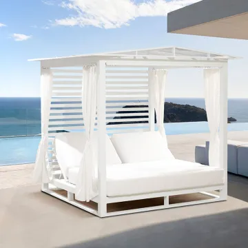 Aluminum Double Lounger Sunbed with Canopy for Pool, Beach, and Garden