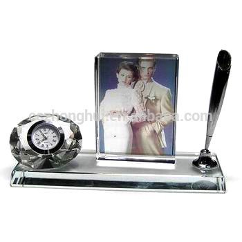 crystal desk gift set crystal office stationery table set with clock