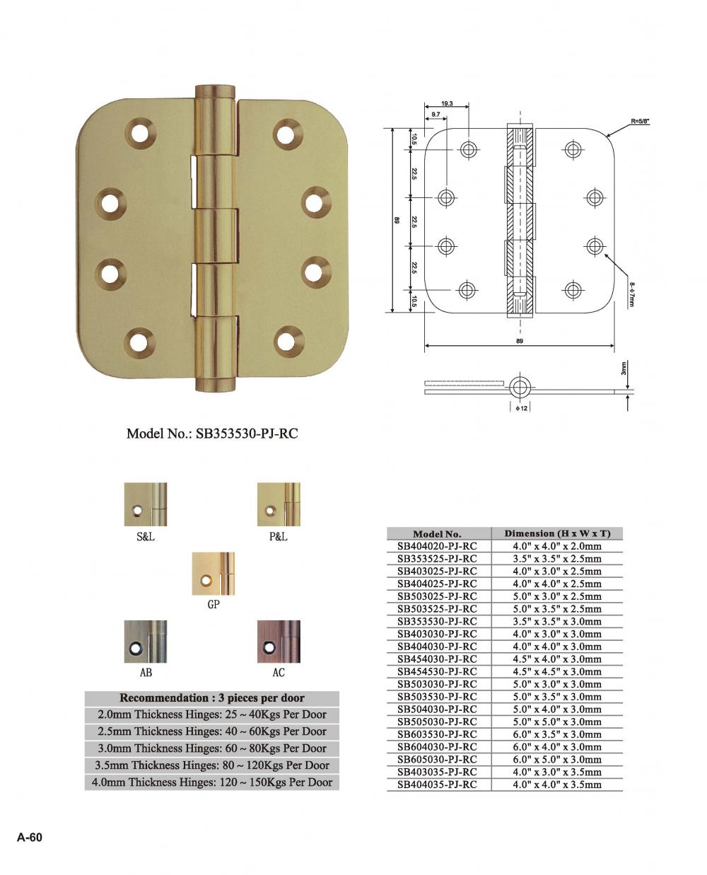 Brass Hinges for Bathroom Doors