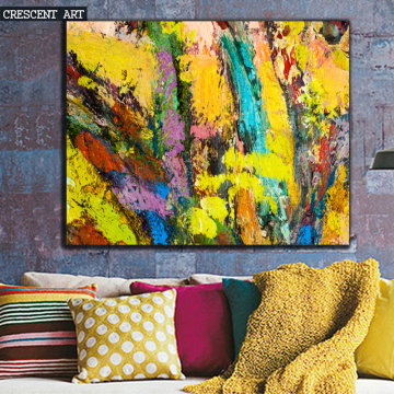 Gele Abstracte Kunst Schilderen voor Thuis