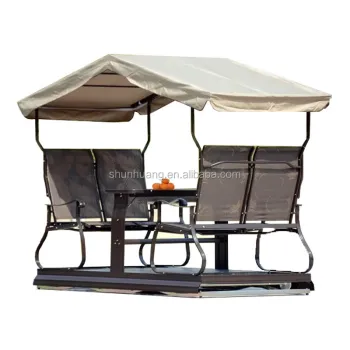 Hot Sale Outdoor Metal Patio Dining Swing Chair for 4 with Canopy Garden Furniture