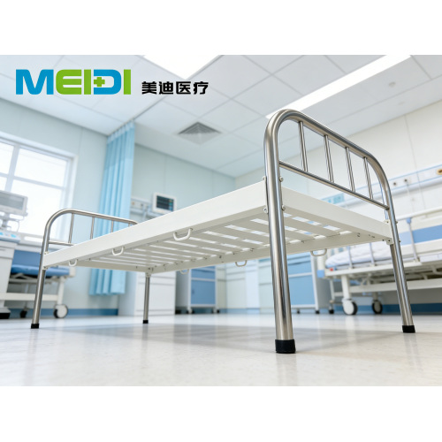 Simple Stainless Steel Slat Flat Hospital Bed Medical Care Flat Bed